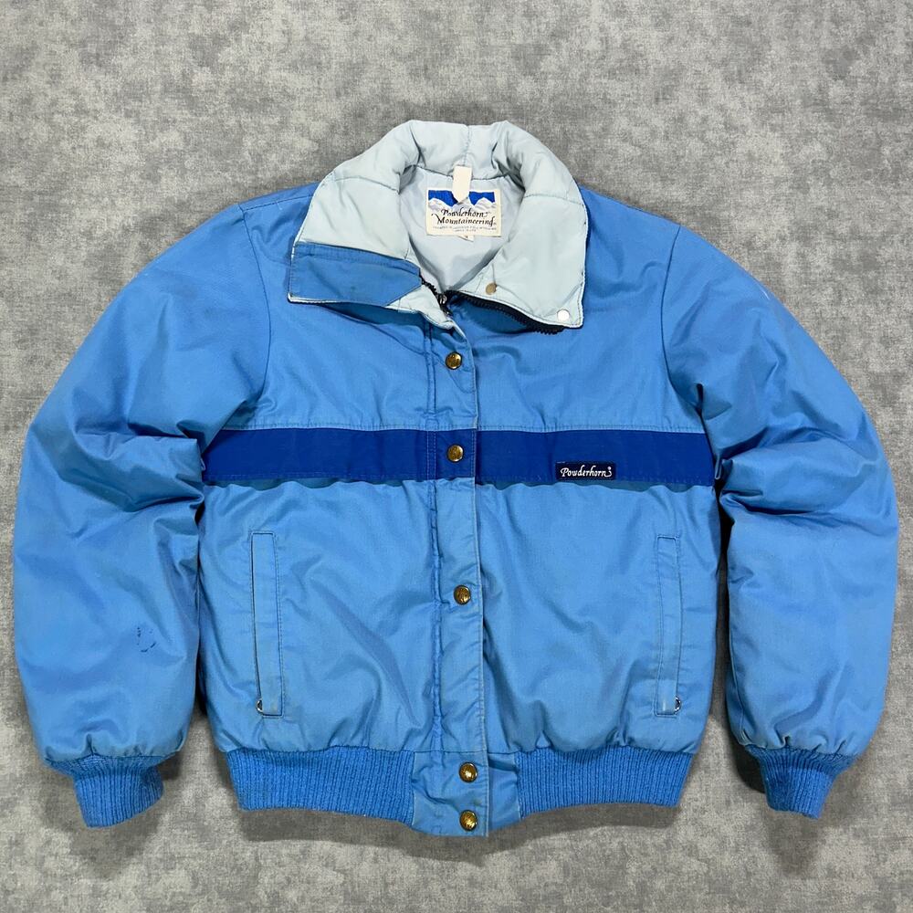 Vintage 80s Powderhorn Mountaineering Blue Colorblock Ski Jacket Womens XS